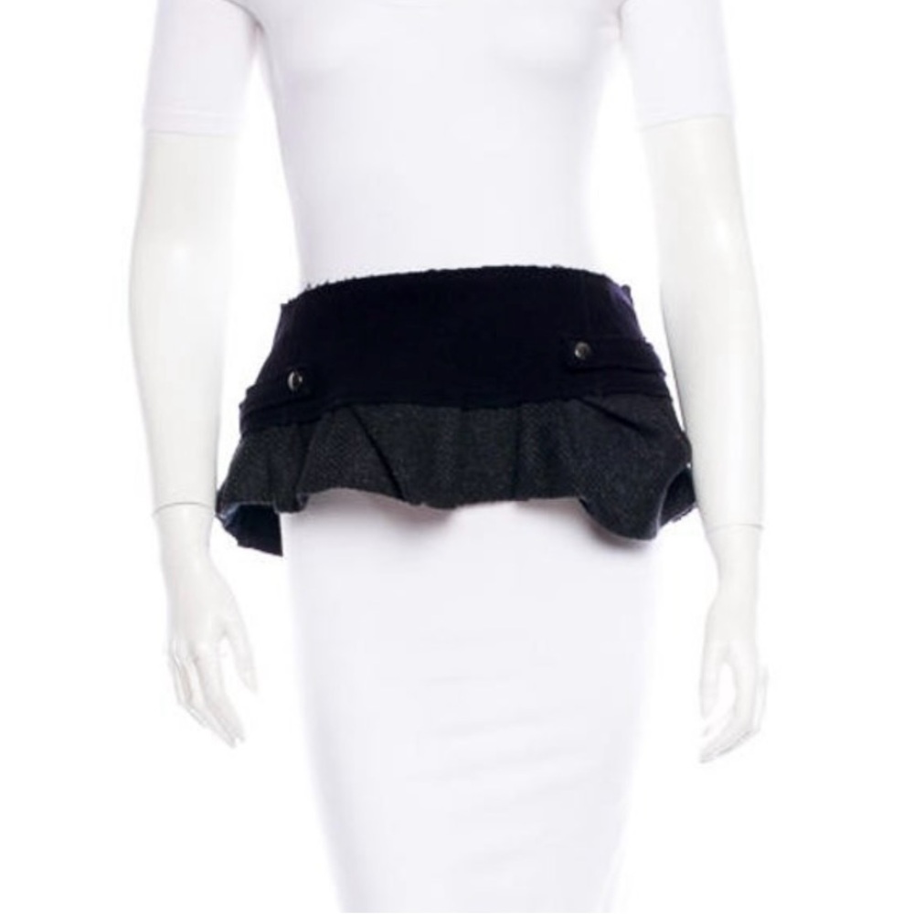 Marni Black and Gray Peplum Mini Skirt